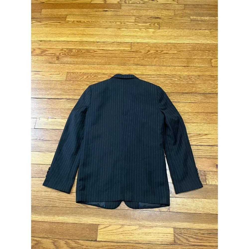 Chaps Boys Blazer Size 12 Regular Black Pinstripe 2 Button Sport Jacket